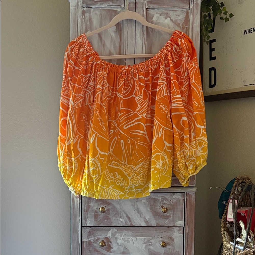 CC Boutique Vibrant Orange and Yellow Blouse